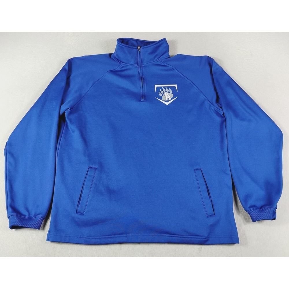 BAW Sweatshirt Mens Large Blue Baseball Thermo Tek 1/4 Zip Brewer Bears